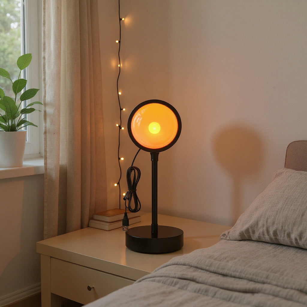 sunset golden-hour projector lamp lifestyle