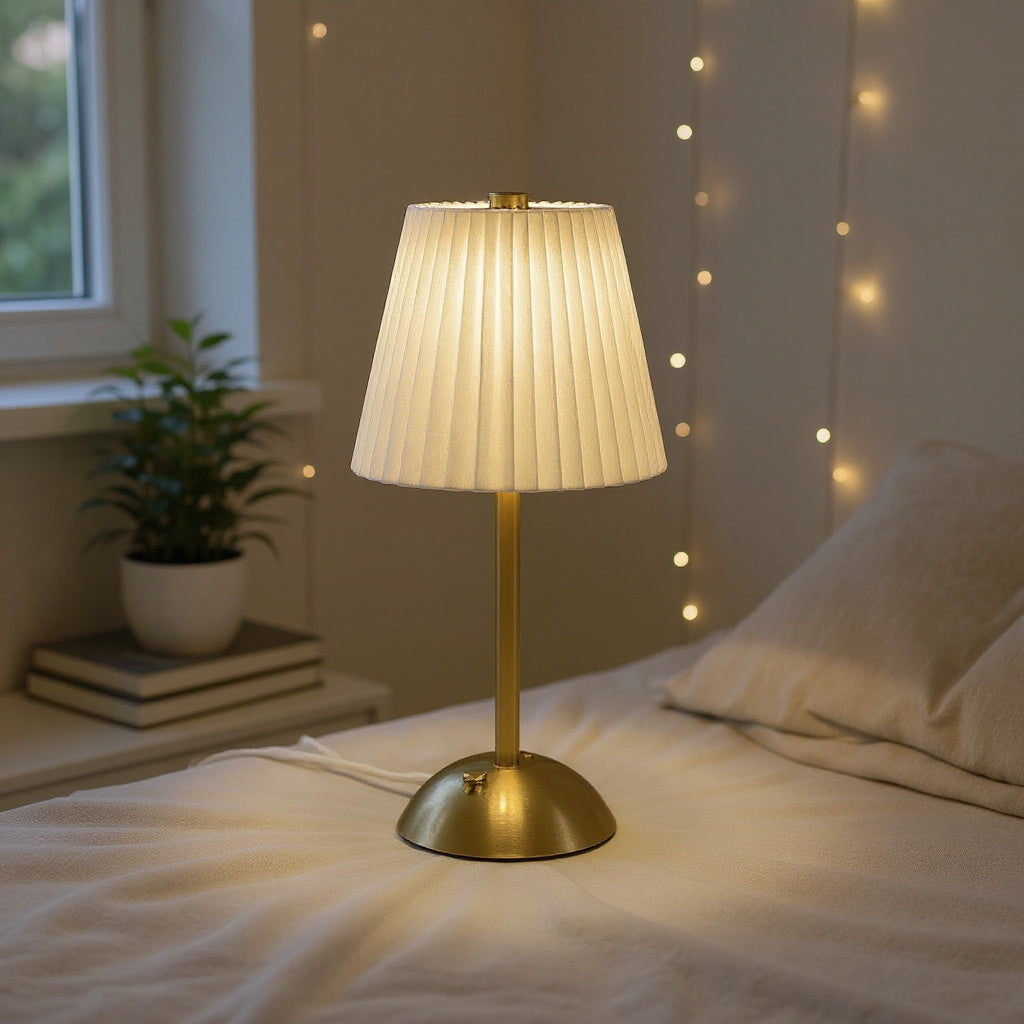 pleated accordion lampshade table lamp lifestyle